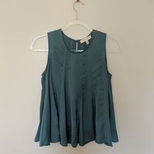 Anthropologie Eri + Ali Satin Swing Top Green Petite XS
